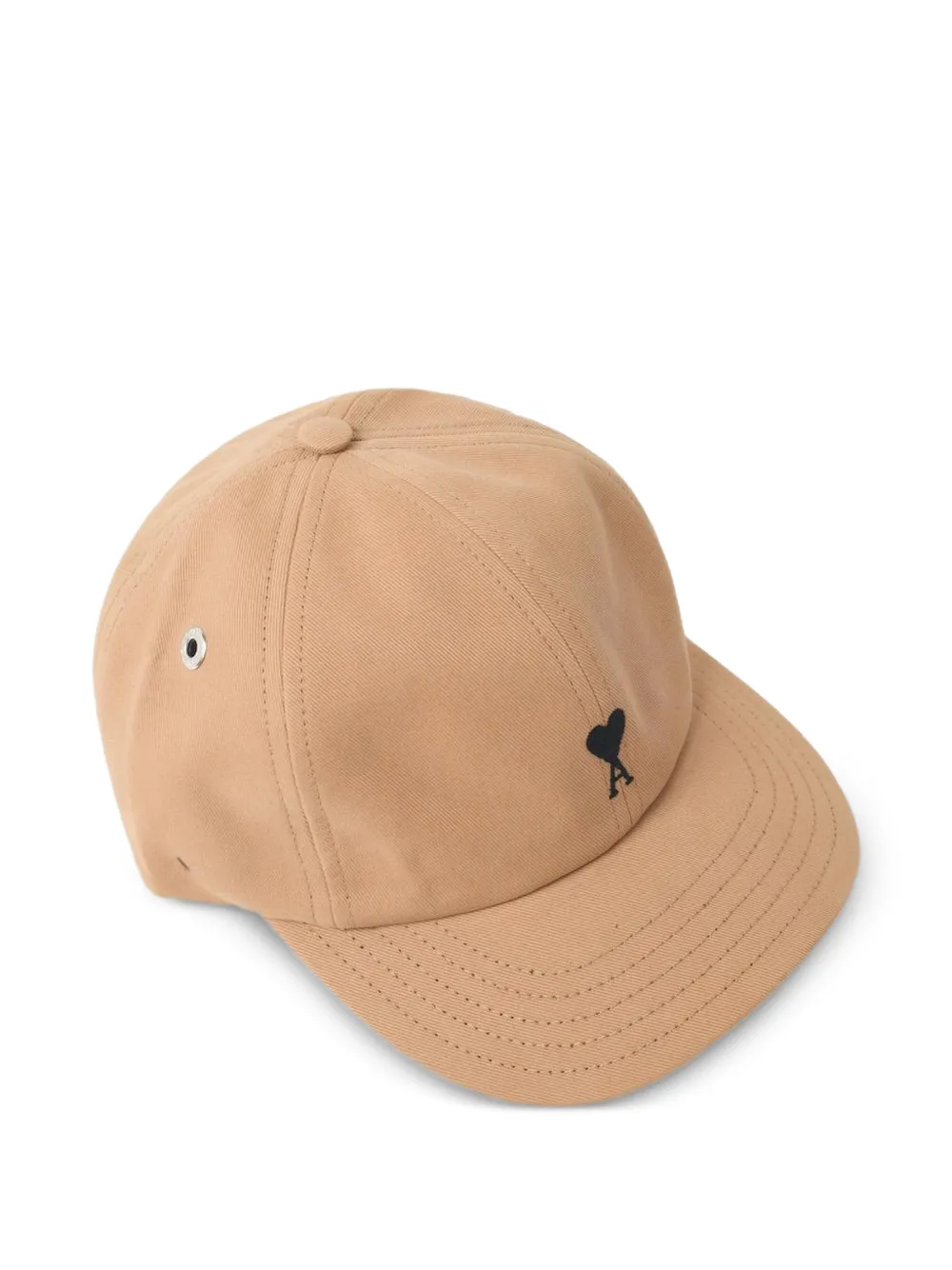 AMI Paris beige cotton cap with Ami de Coeur