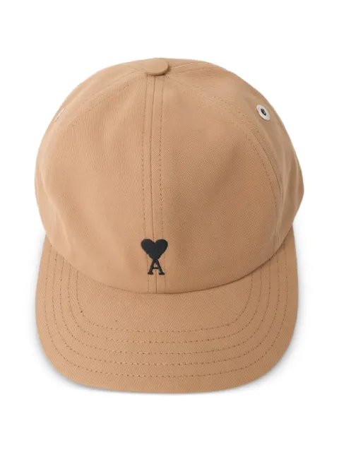 AMI Paris beige cotton cap with Ami de Coeur
