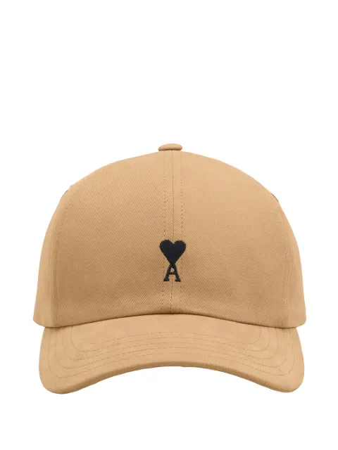 AMI Paris beige kasket i bomuld med Ami de coeur