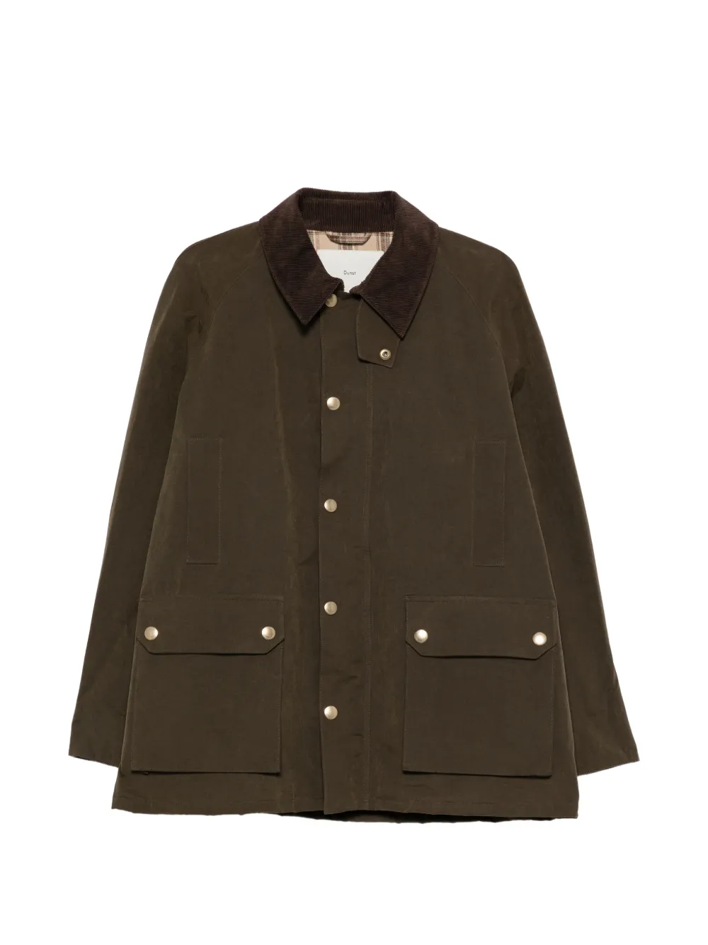 DUNST corduroy-collar flap-pocket coat