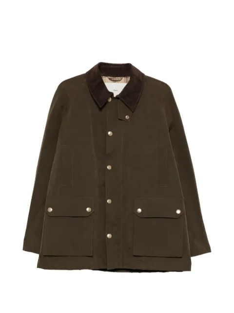 DUNST corduroy-collar flap-pocket coat