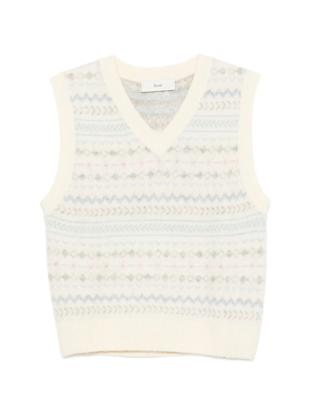 DUNST gilet en maille Fair Isle à col v - Tons neutres