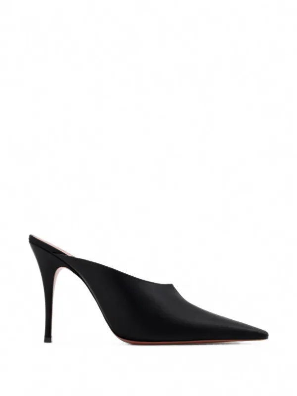 Amina Muaddi Felicia Satin Mules in Black