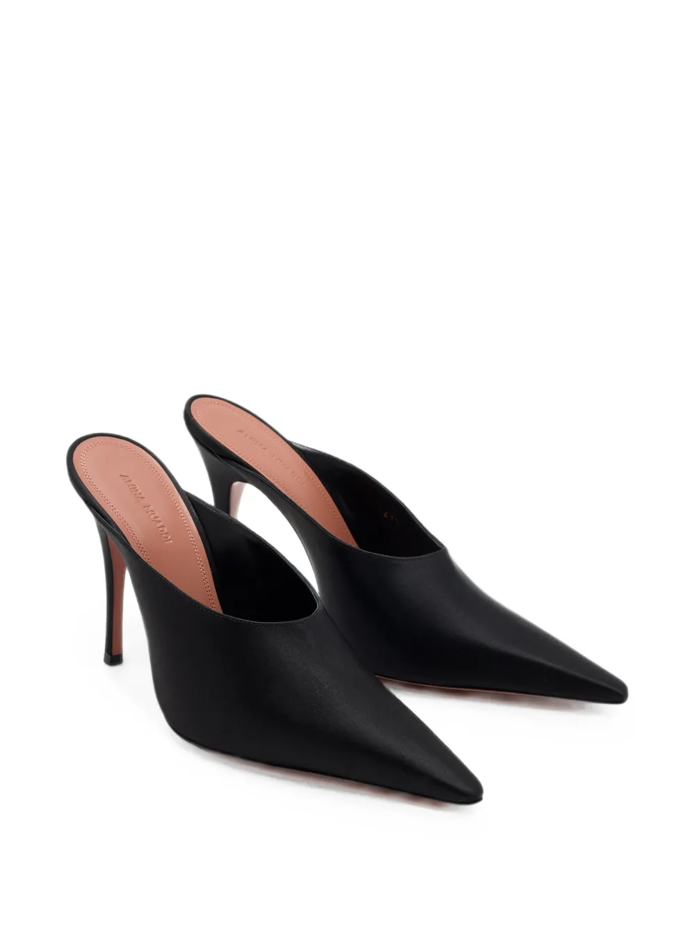 Amina Muaddi Felicia satin mules Zwart