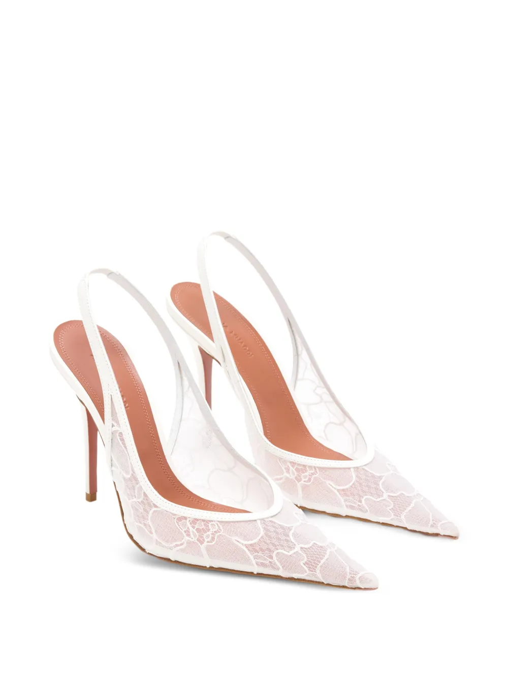 Amina Muaddi Anok lace slingback pumps Wit
