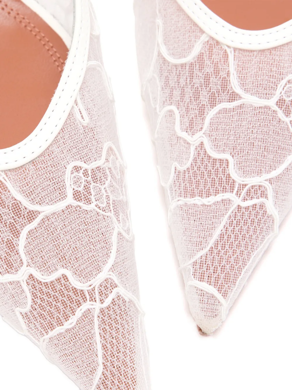 Amina Muaddi Anok lace slingback pumps Wit