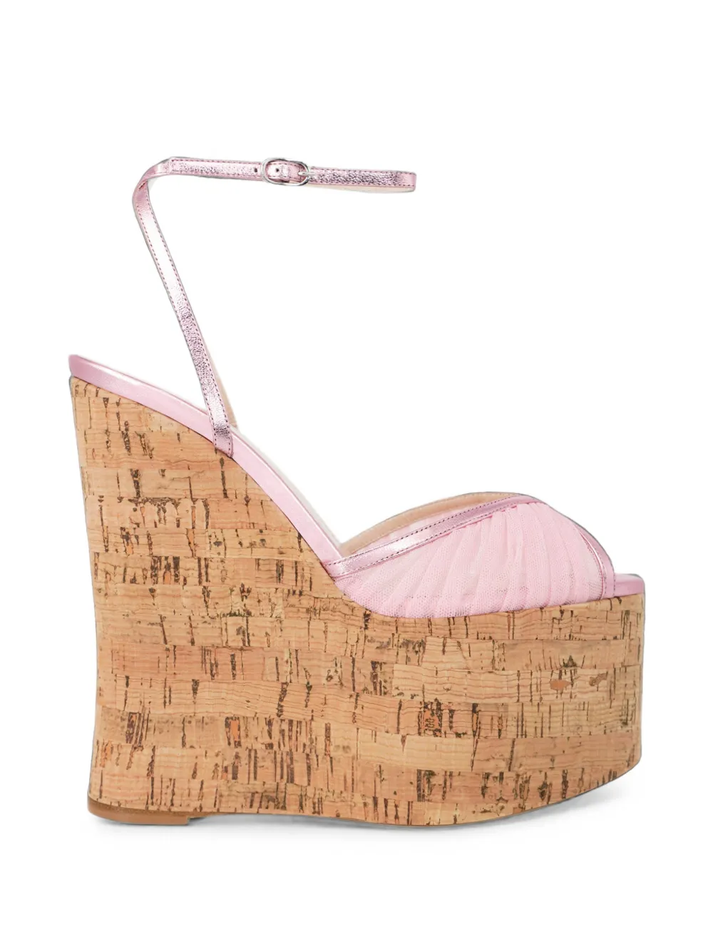Andrea Wazen 150mm Bardot cork wedge sandals