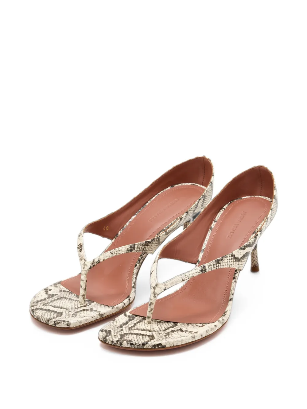 Amina Muaddi Alexandra snake-effect sandals Beige