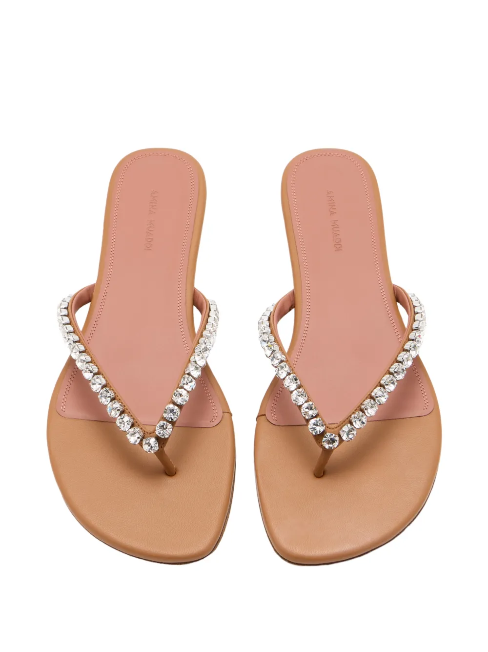 Amina Muaddi Gigi crystal-embellished leather sandals Beige