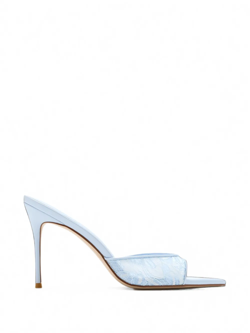 Femme La Bella Lace Heeled Slipper Sandals In Blue