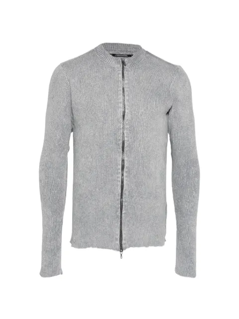 Julius ribbed-knit zip-up jacket