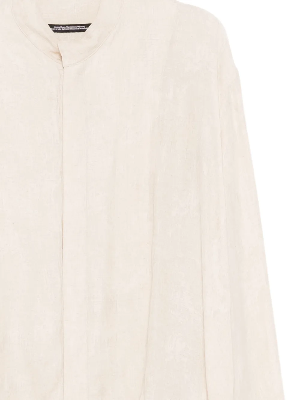 Julius mandarin-collar long-line shirt Beige