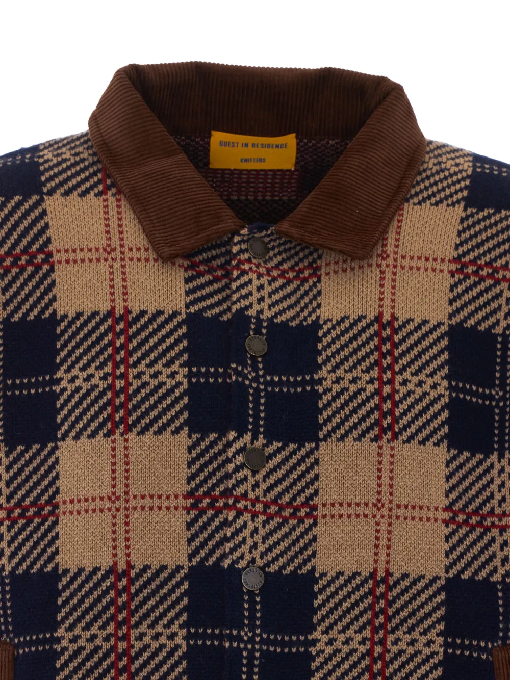 Guest In Residence check-motif corduroy-collar jacket Beige