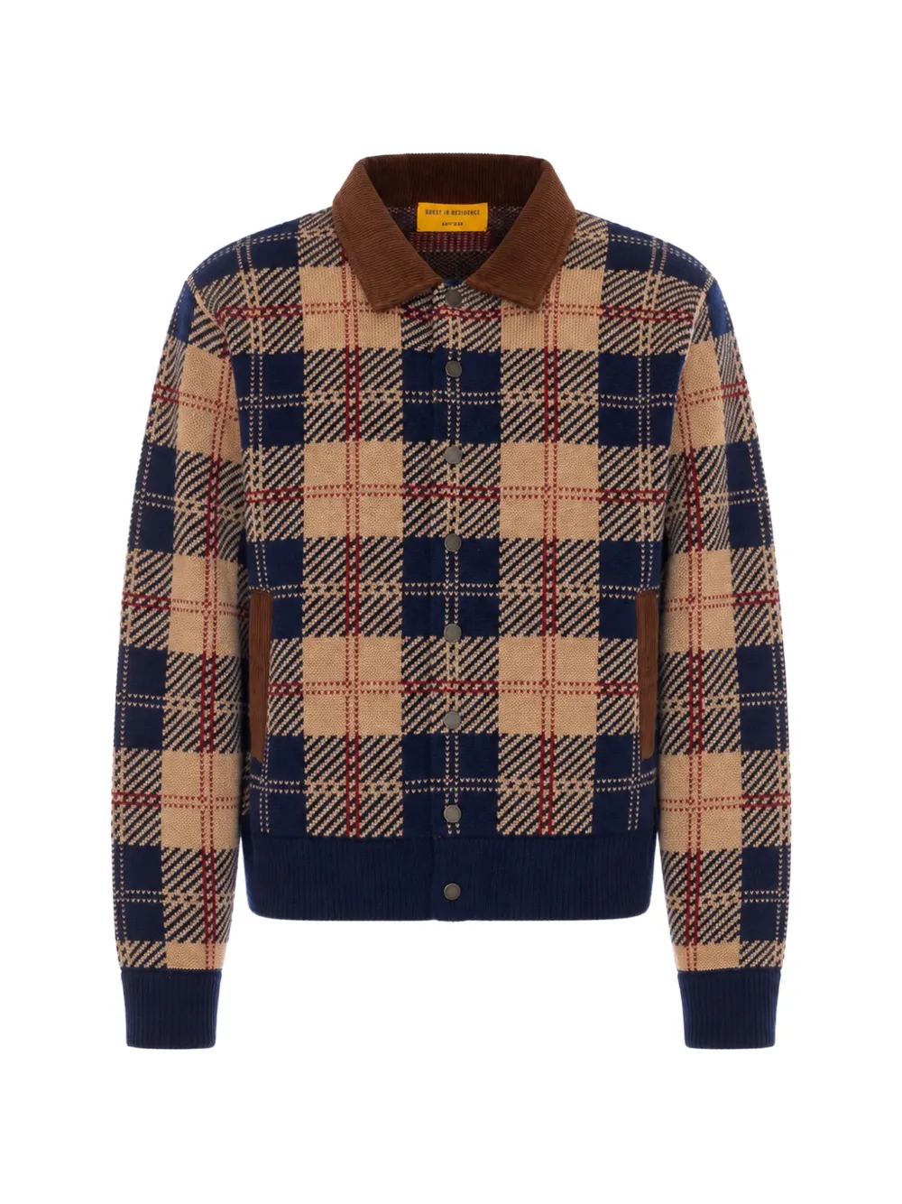 Guest In Residence check-motif corduroy-collar jacket