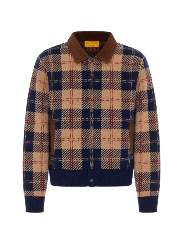 Guest In Residence Check-motif Corduroy-collar Jacket in Neutrals