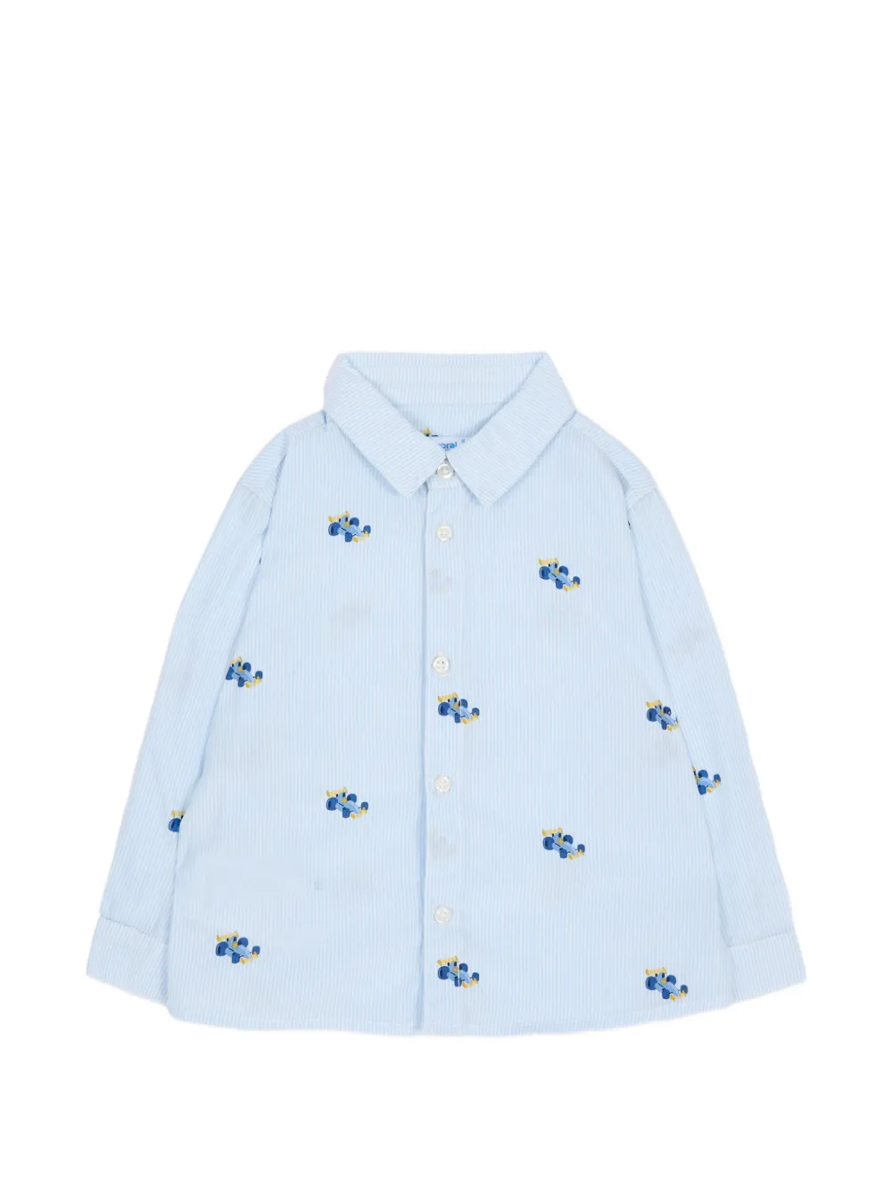 Mayoral car-embroidered striped shirt - Blu