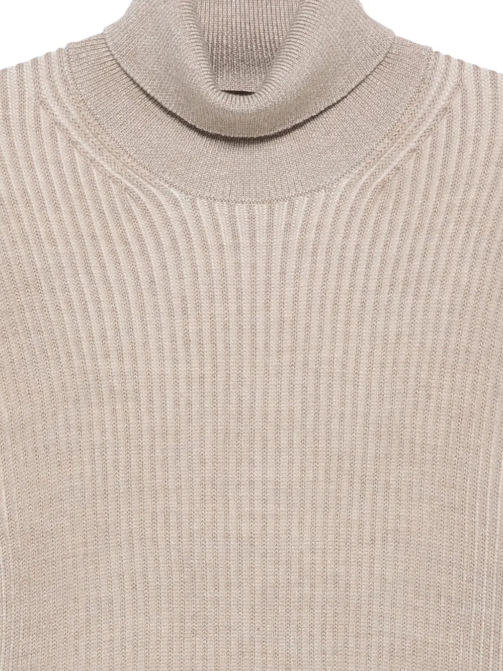 Zanone ribbed roll-neck sweater Beige