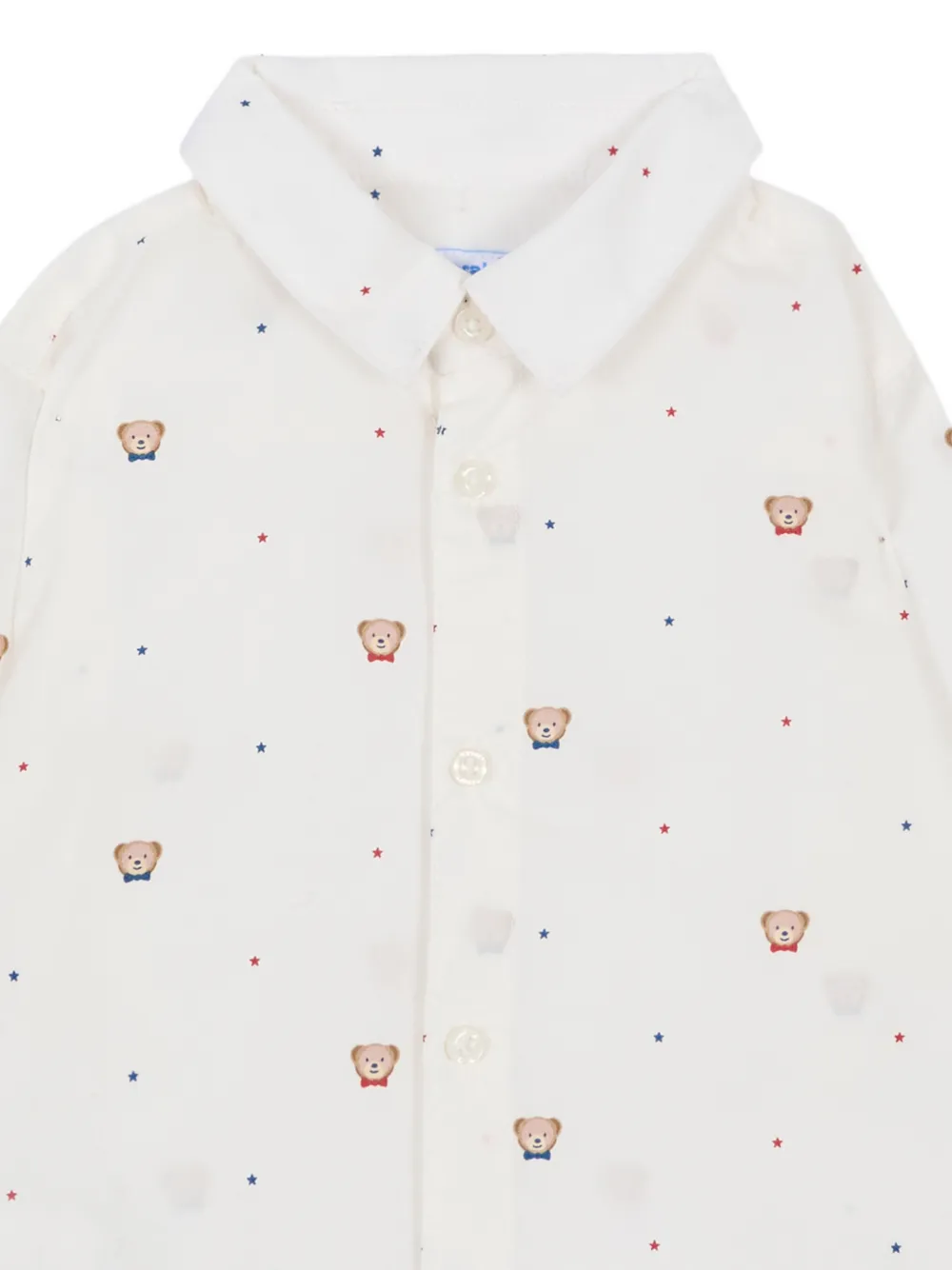 Mayoral Blouse met beerprint en sterprint Wit