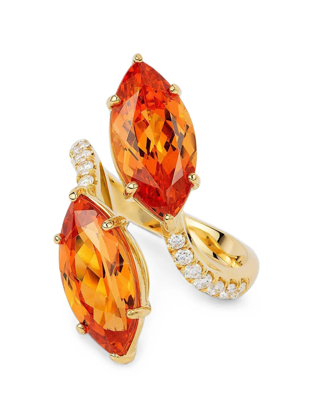 Goshwara garnet and diamond twin ring