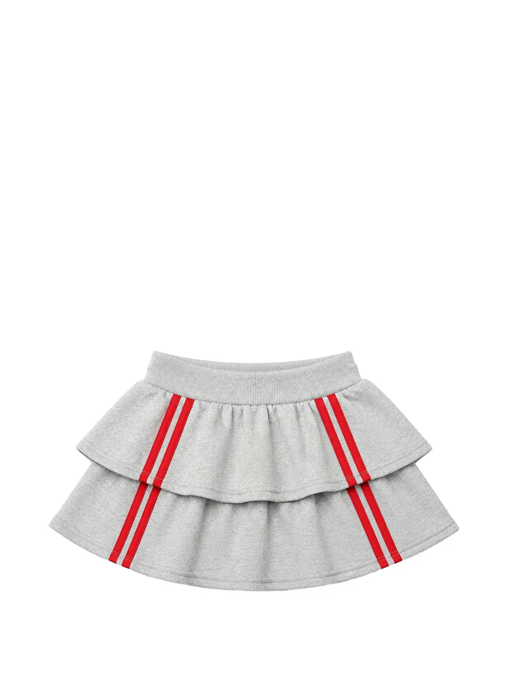 MSGM Kids logo-patch ruffled skirt - Grigio