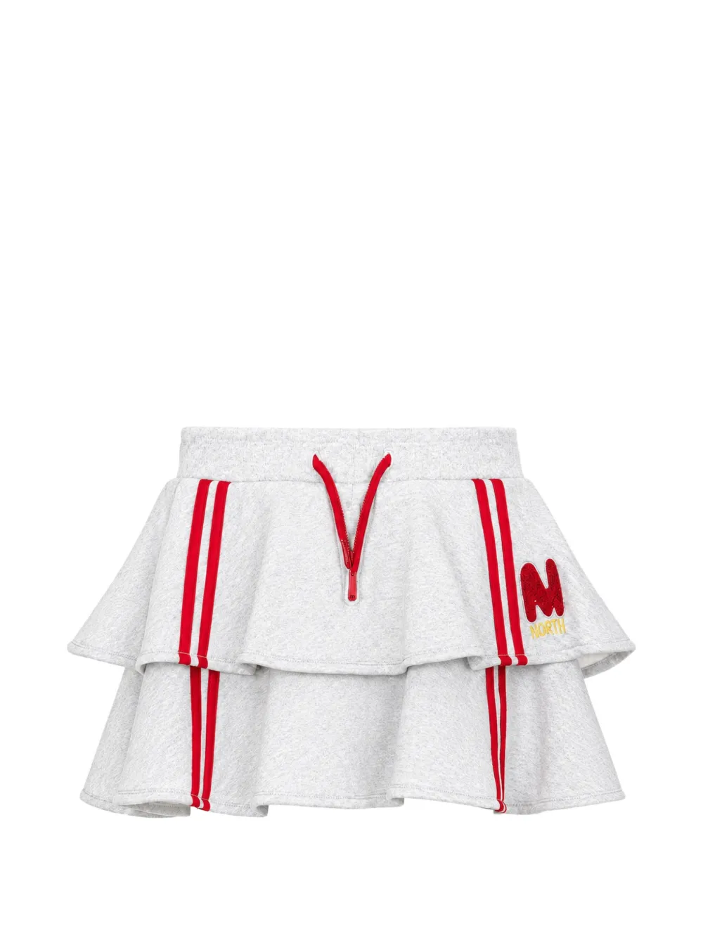 MSGM Kids logo-patch ruffled skirt Grijs