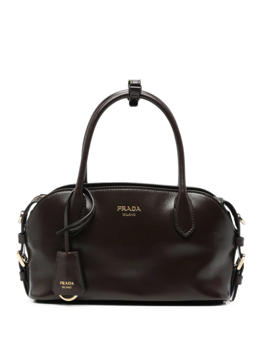 Prada logo-print leather tote bag - Marrone