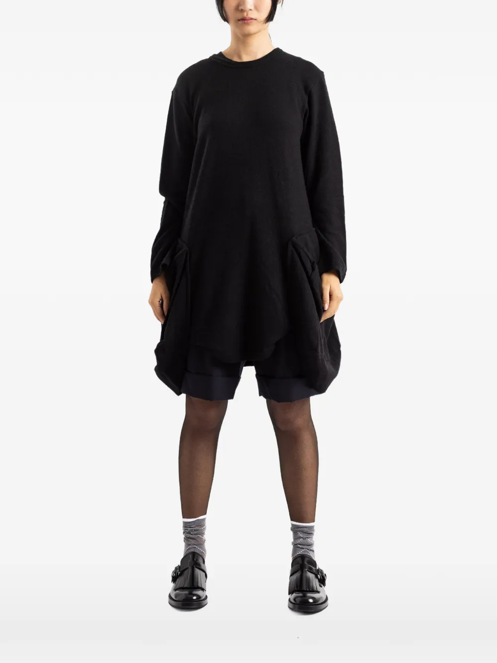 Comme Des Garçons draped-pocket boiled wool sweater dress - Nero