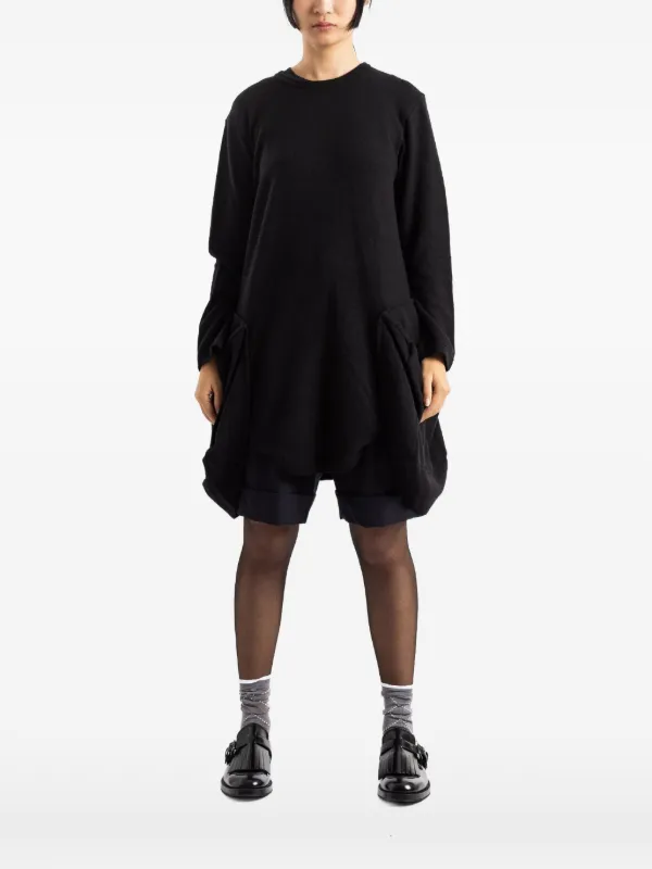 Comme des Garçons Draped-pocket Boiled Wool Sweater Dress in Black