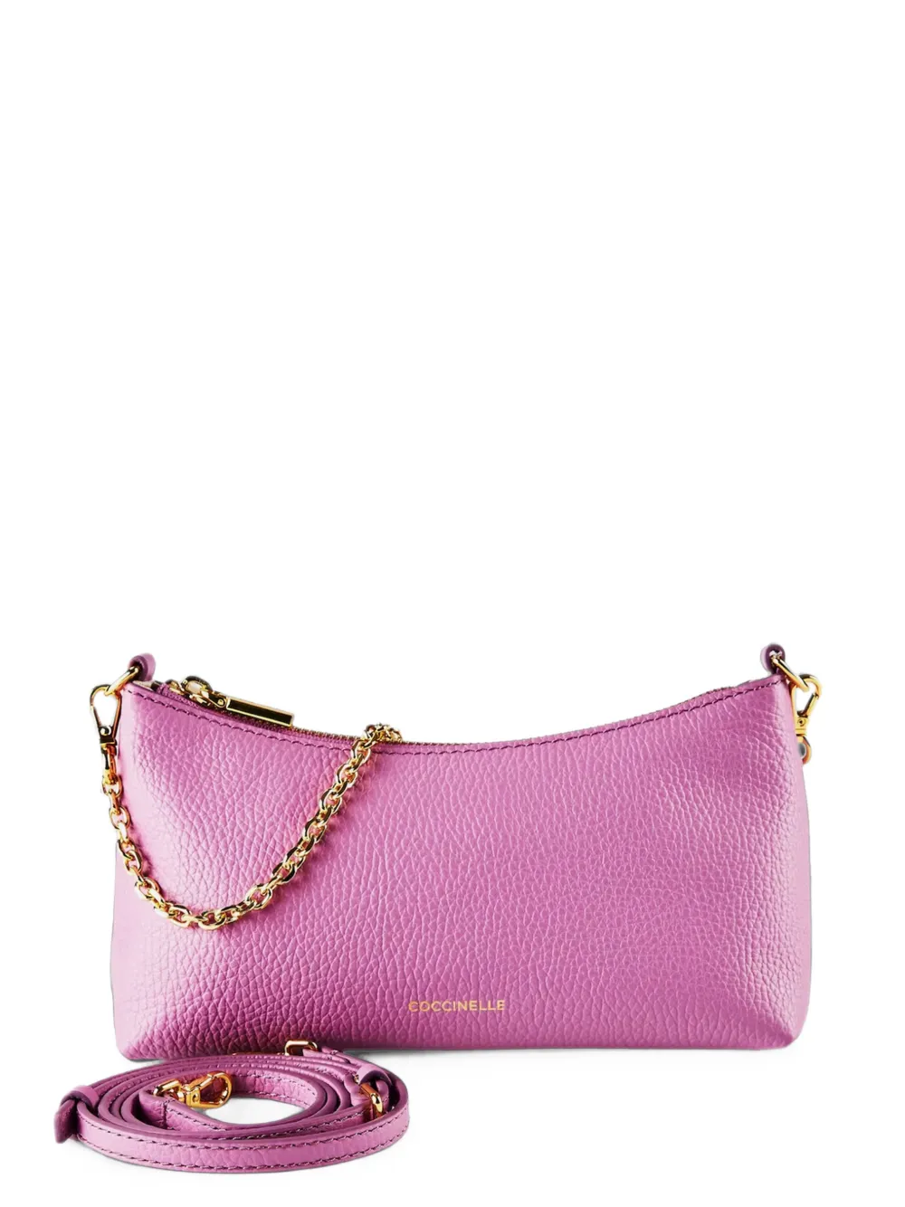 Coccinelle chain-detail pebbled-leather shoulder bag - Rosa