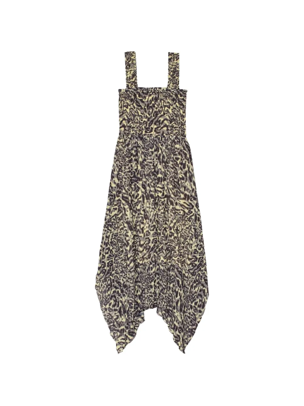 GANNI pleated leopard-print midi dress - Toni neutri