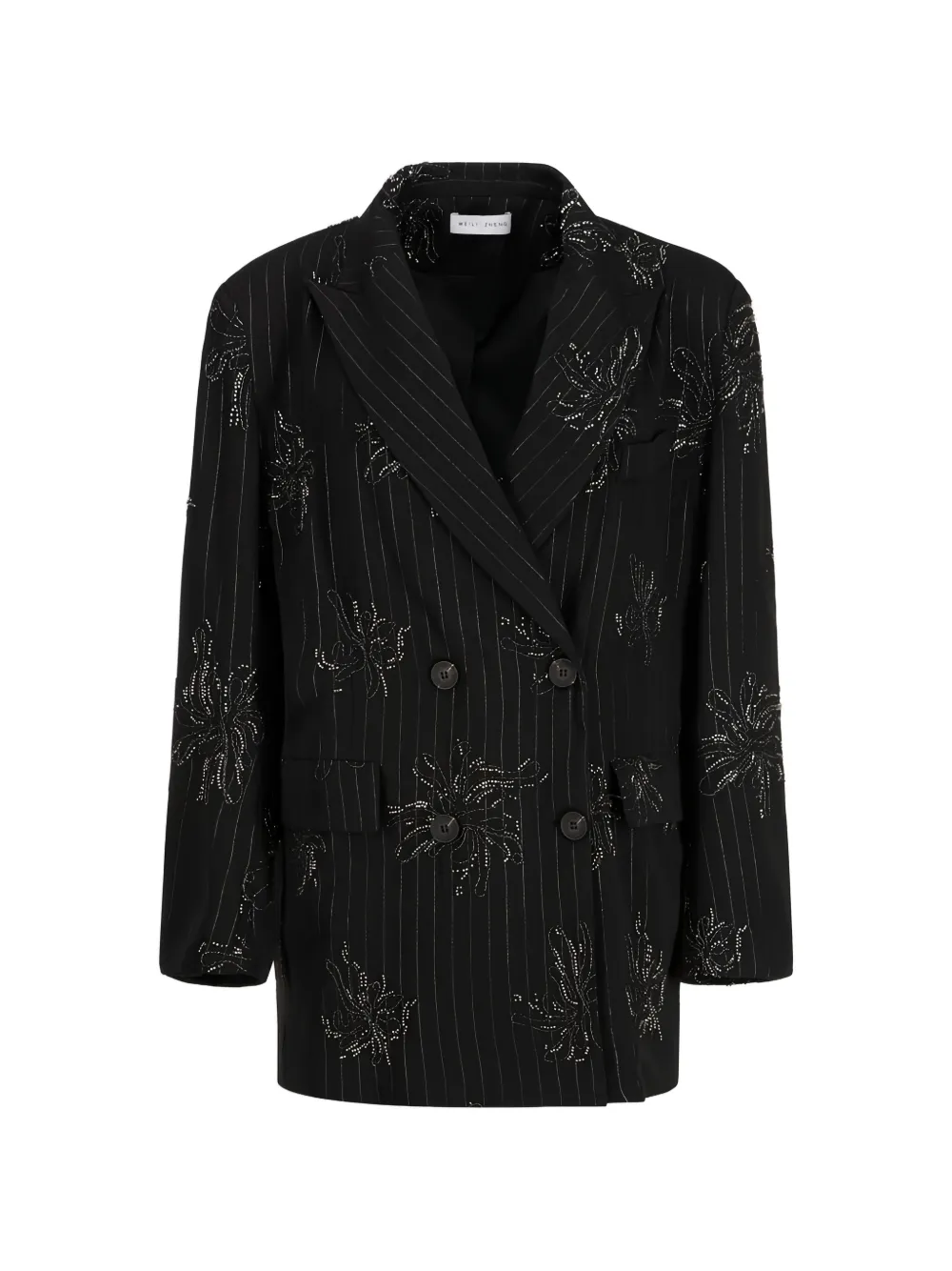 Weili Zheng pinstripe crystal-embellished jacket
