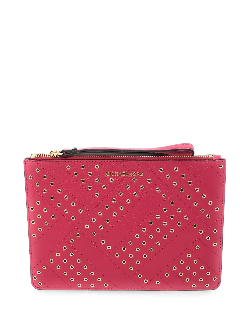 Michael Kors Jet Set Travel eyelet-embellished clutch bag - Rosa