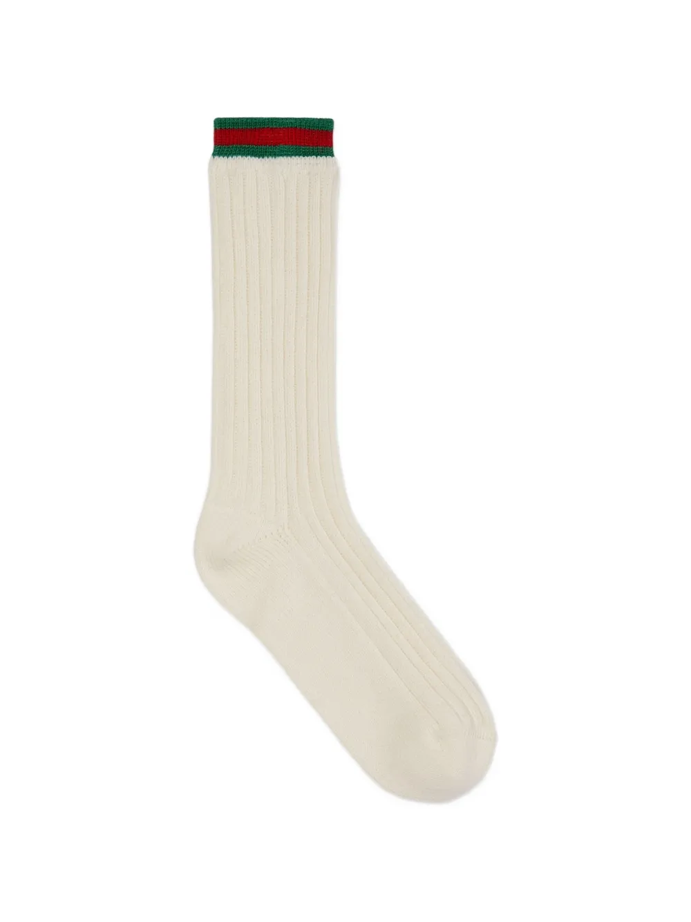 Gucci Kids Ribgebreide sokken met Web-streep Beige