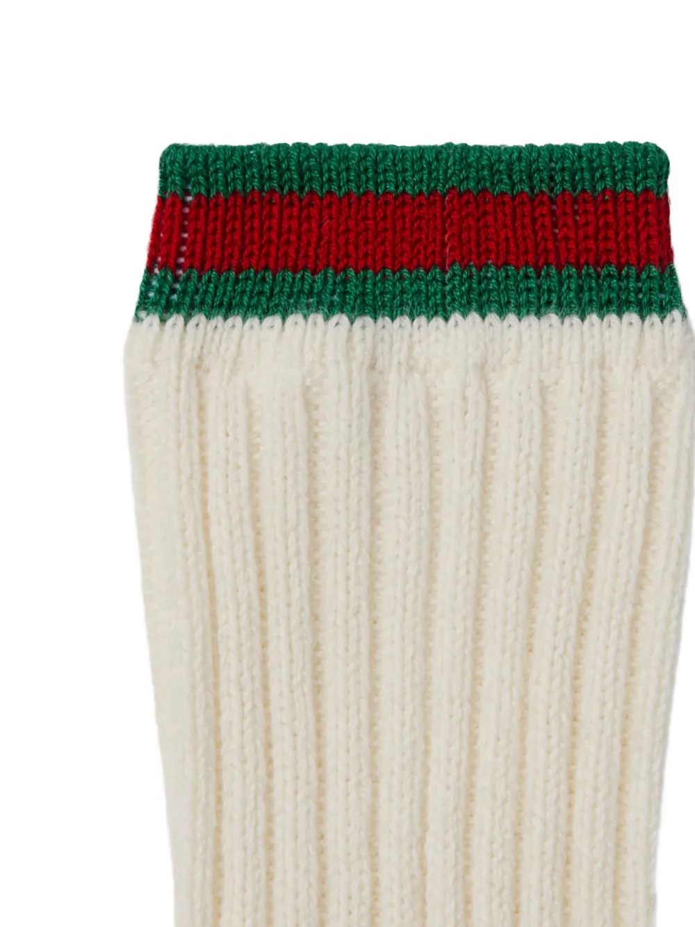 Gucci Kids Ribgebreide sokken met Web-streep Beige