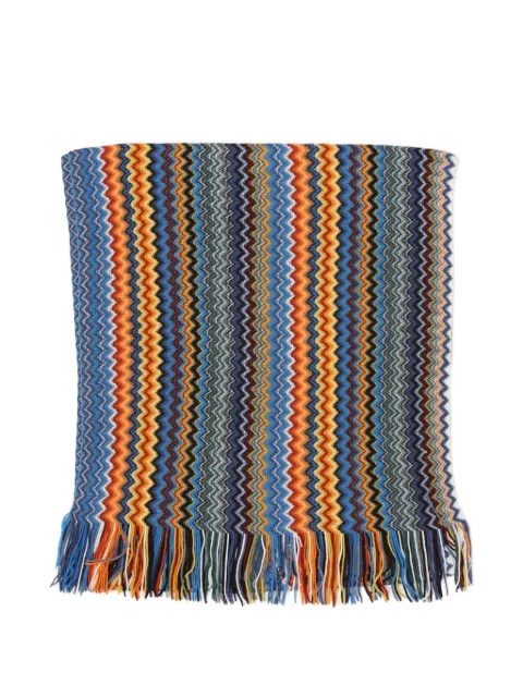 Missoni zigzag-pattern knit fringed scarf