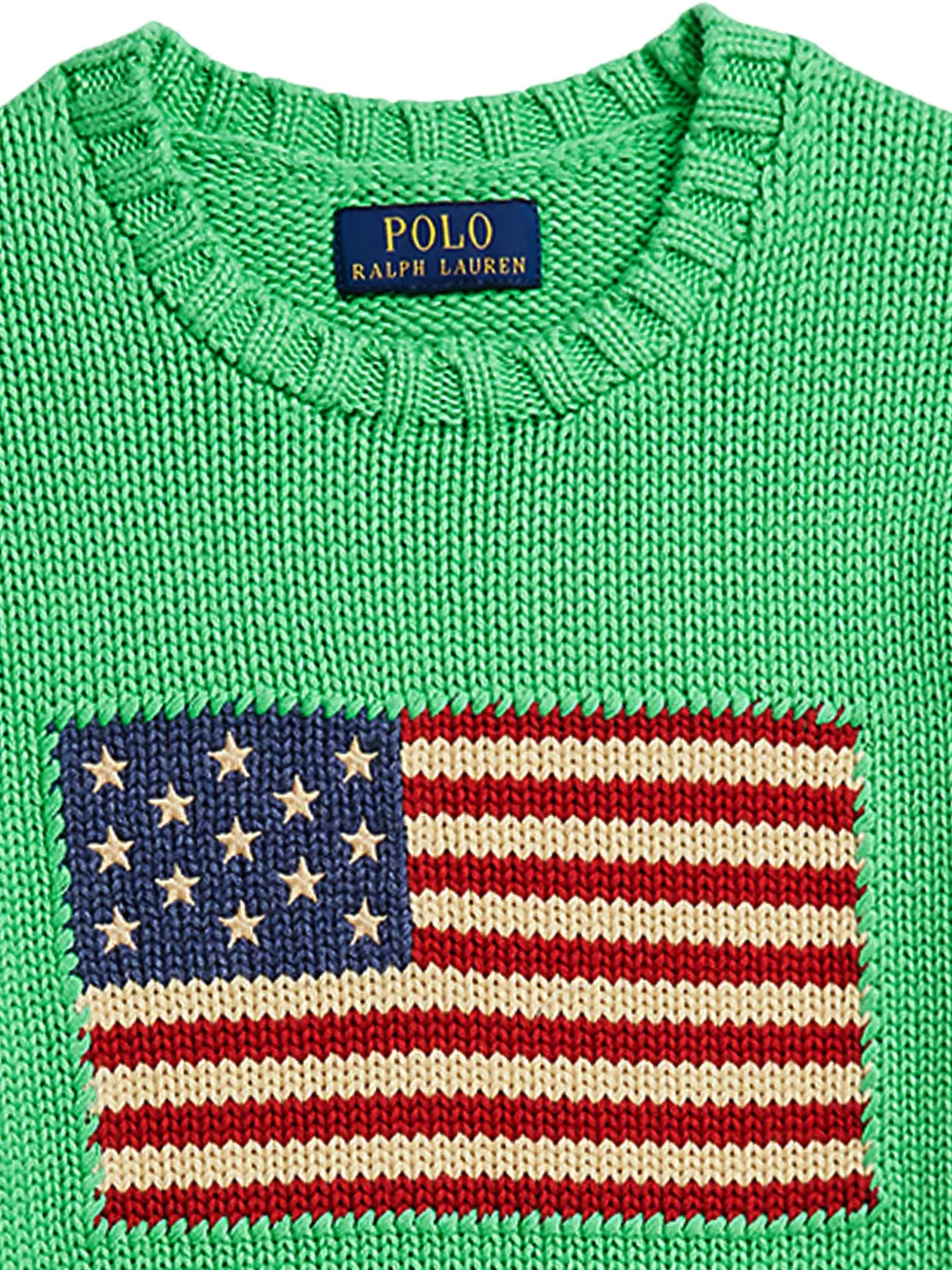 POLO RALPH LAUREN KIDS Flag intarsia gebreide trui Groen