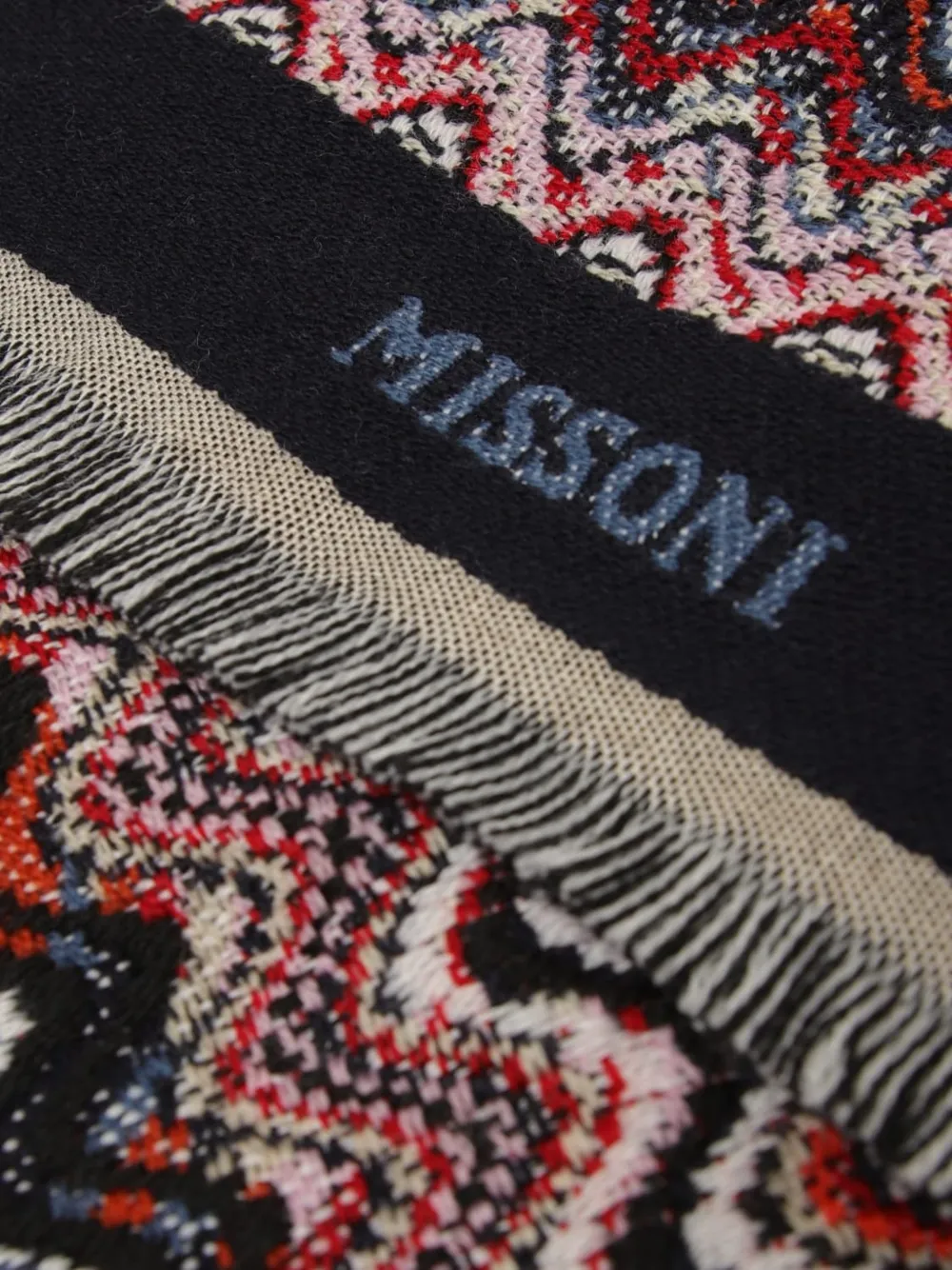 Missoni Gebreide wollen sjaal met zigzagpatroon Rood