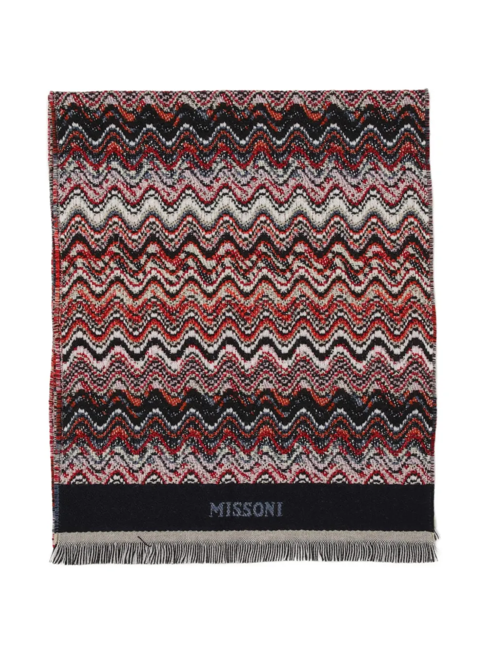 Missoni Gebreide wollen sjaal met zigzagpatroon Rood