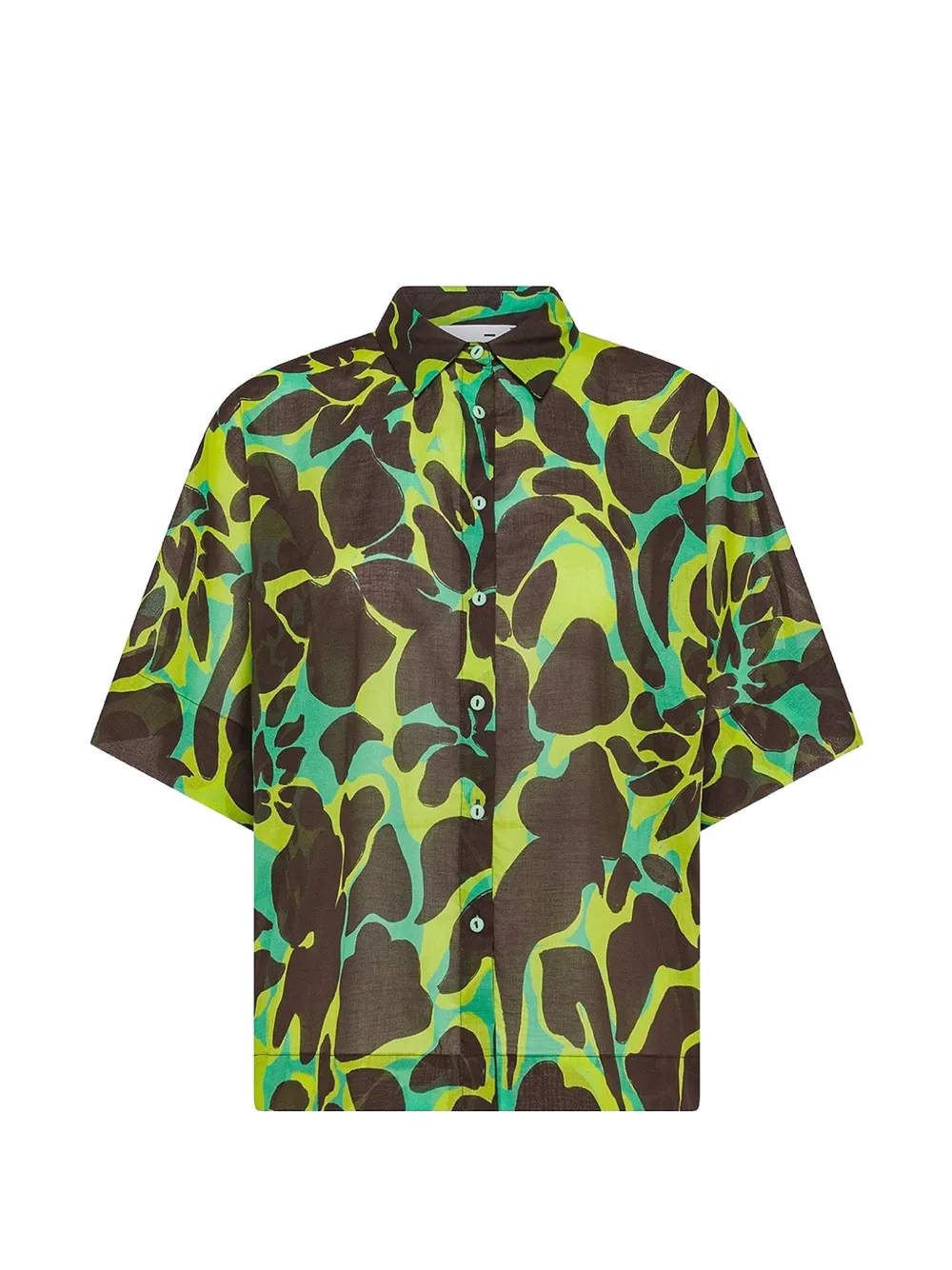 Niu abstract-print Kimono shirt