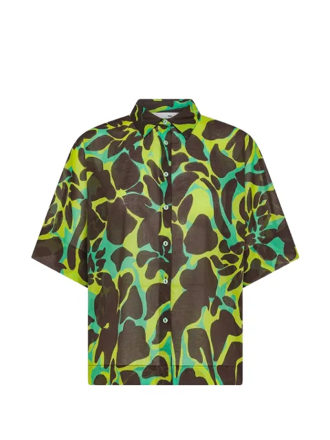Niu abstract-print Kimono shirt