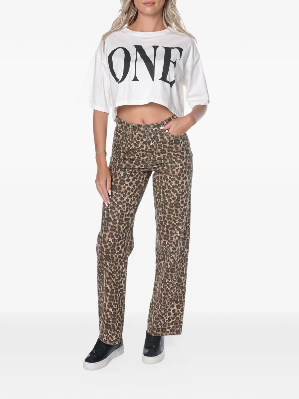 DKNY Straight jeans met luipaardprint Bruin