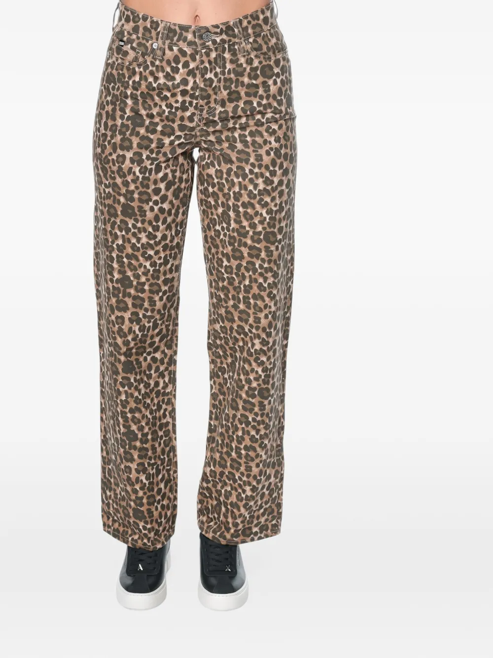 DKNY Straight jeans met luipaardprint Bruin