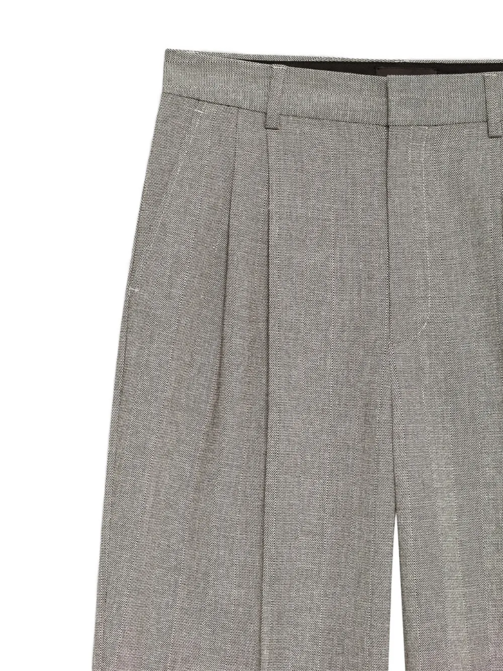 ANINE BING herringbone-pattern pleated trousers Beige