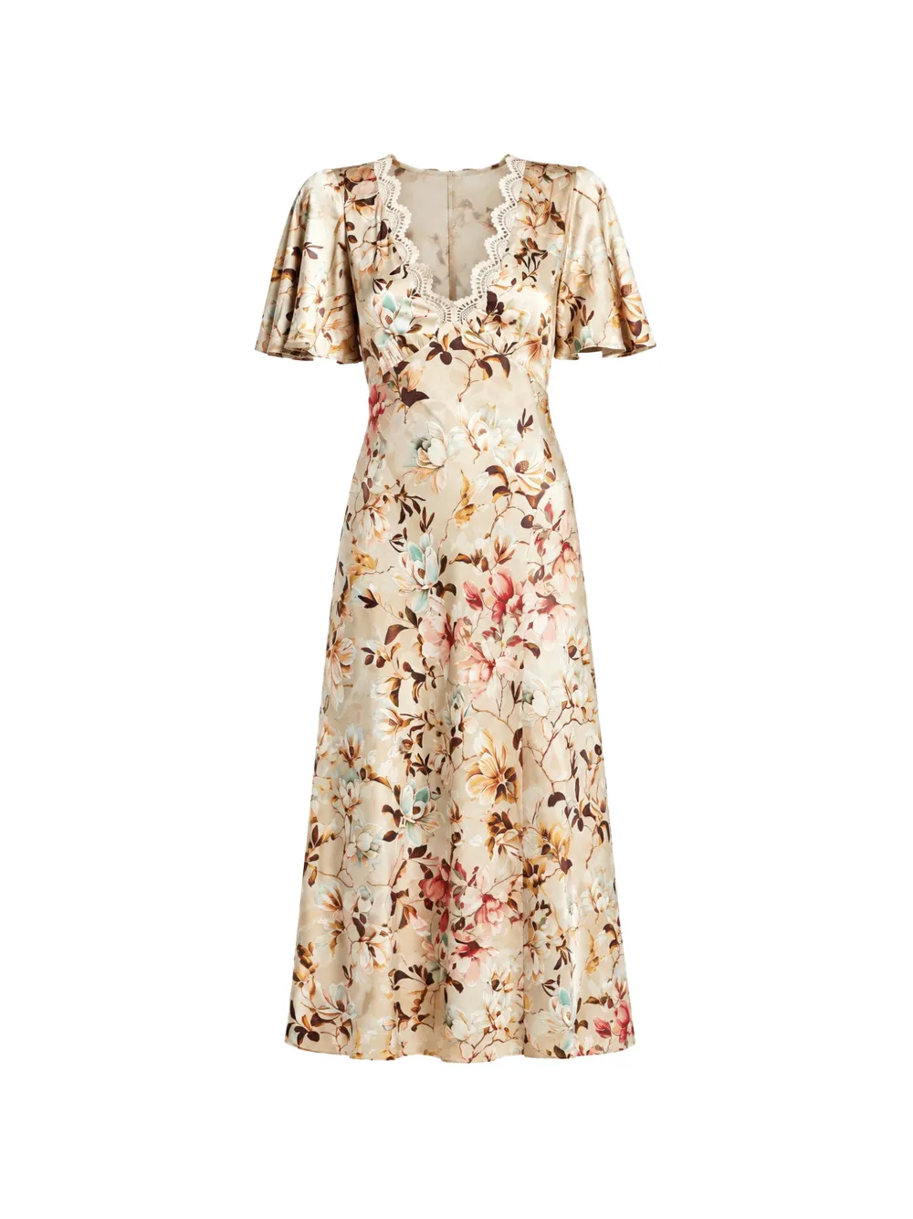 GUESS USA maxi floral-print lace-trim dress - Toni neutri