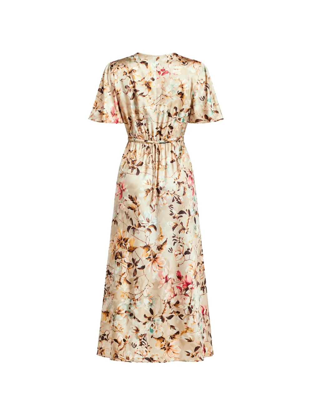 GUESS USA Maxi-jurk met bloemenprint en kanten afwerking Beige