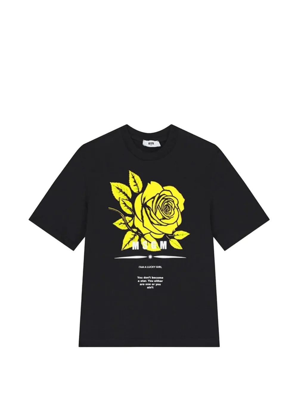 MSGM Kids rose-print logo-print T-shirt - Nero