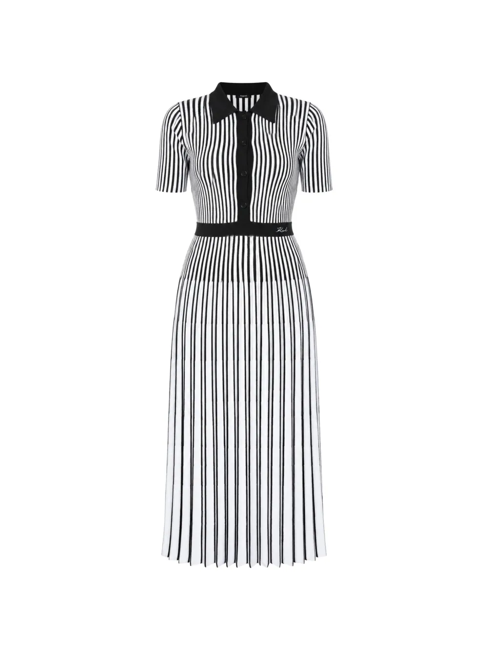 Karl Lagerfeld pleated vertical-stripe midi dress - Bianco