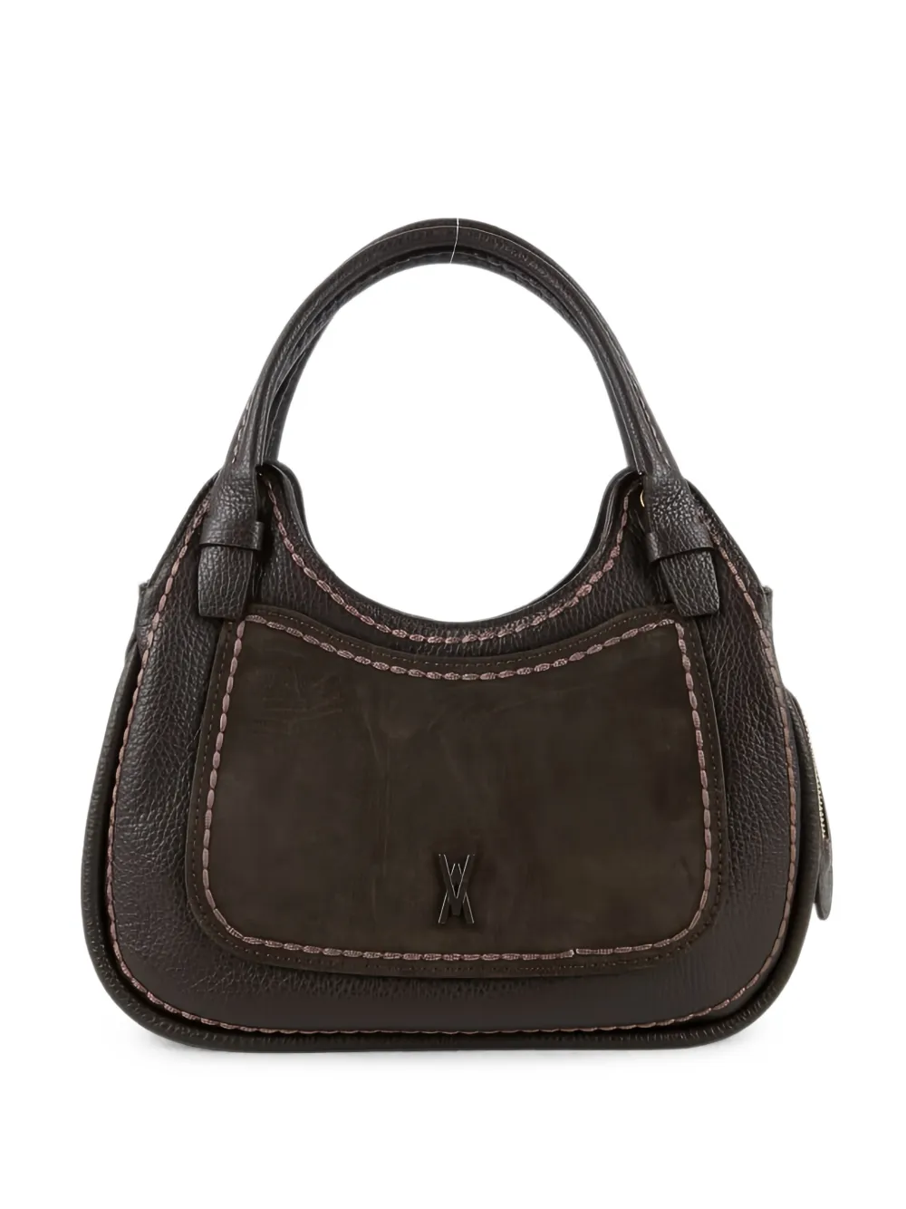 VISONA` Luna grainy-leather suede-panelled tote bag