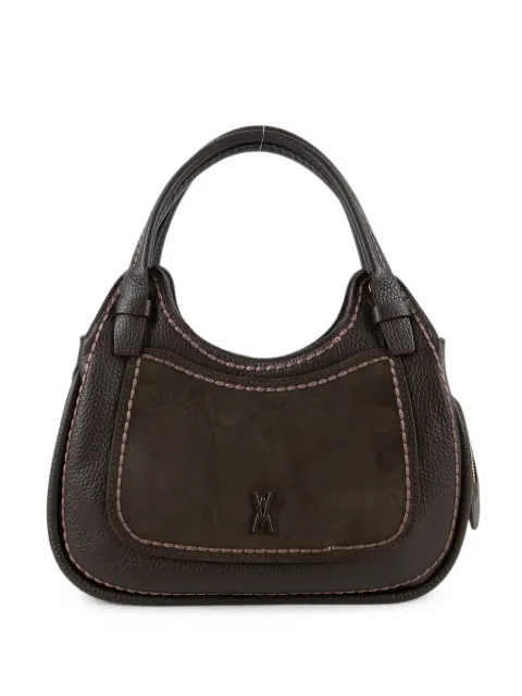 VISONA` Luna grainy-leather suede-panelled tote bag