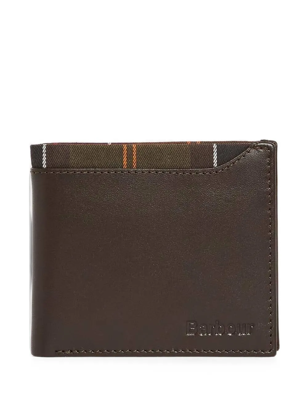 Barbour tartan-trim leather wallet - Marrone